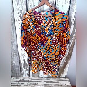 JODIFL Colorful Abstract Print Blouse Size Small
